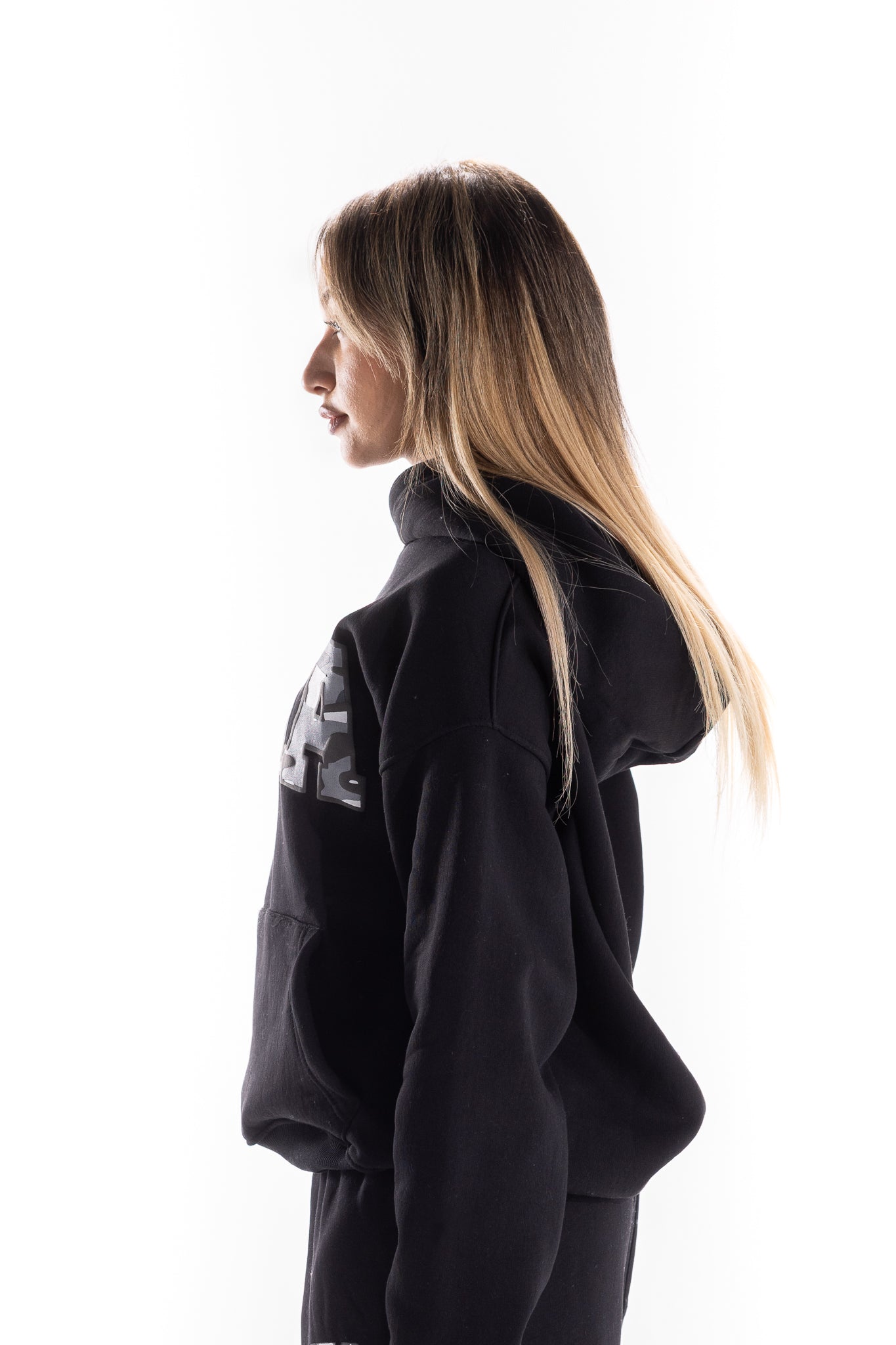 BLACK VARSITY CAMO HOODIE