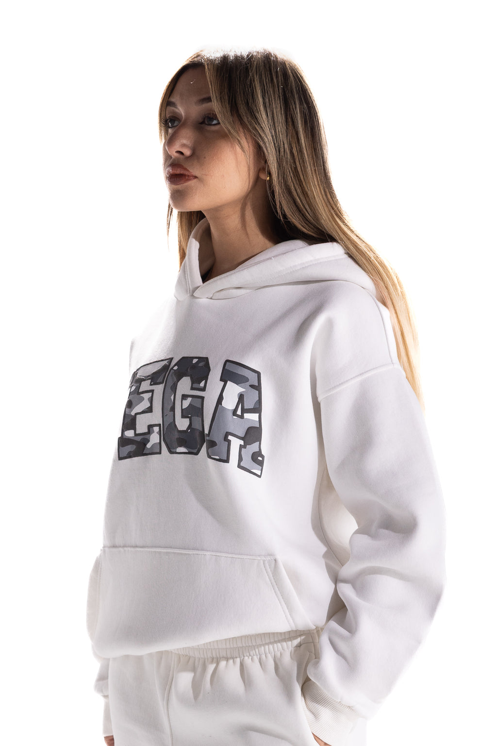 WHITE VARSIY CAMO HOODIE