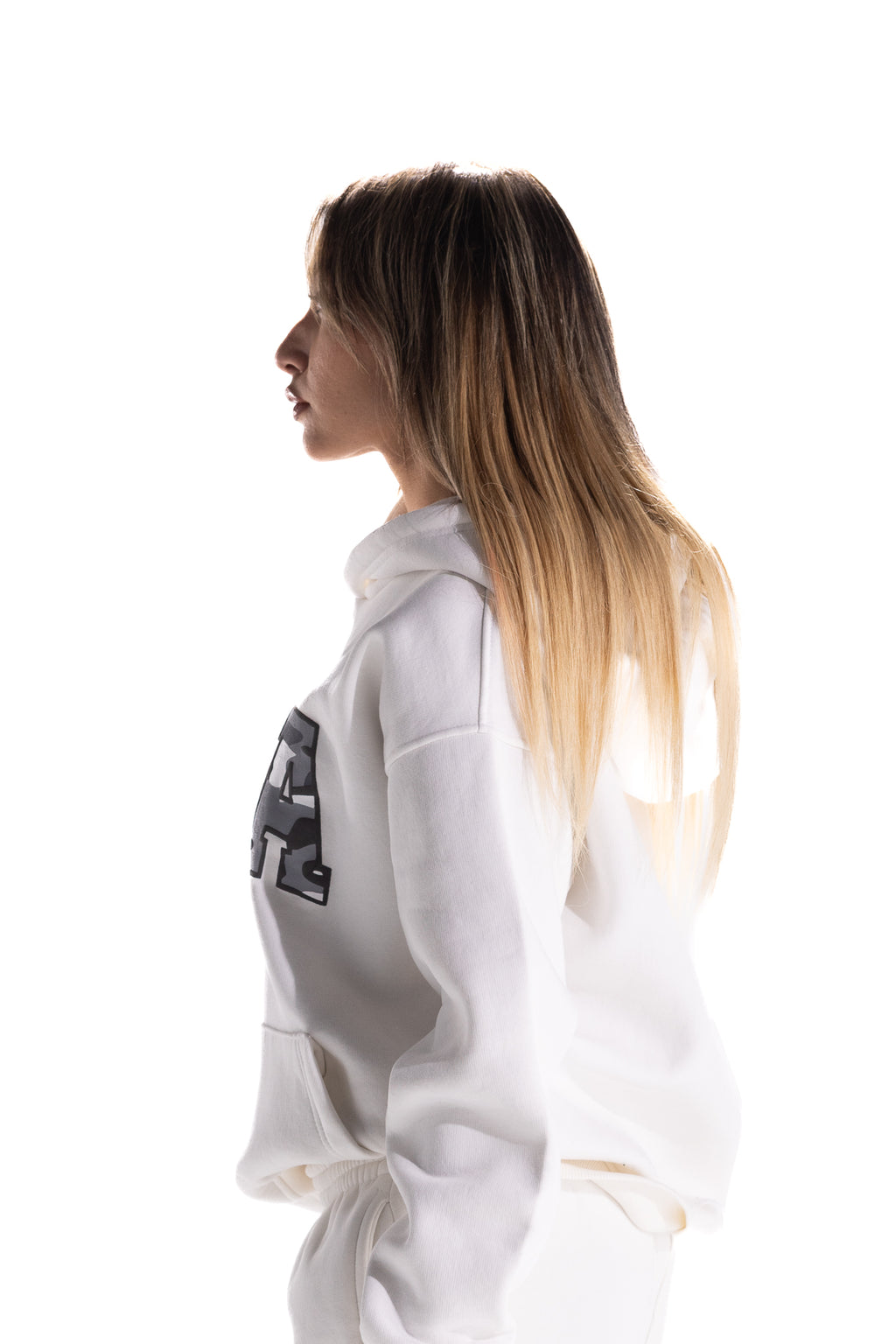 WHITE VARSIY CAMO HOODIE