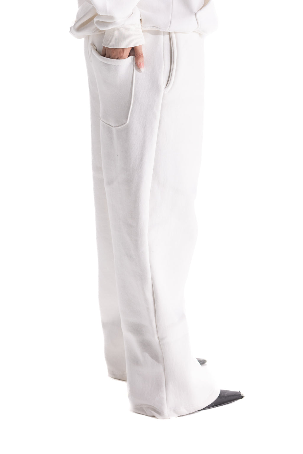 WHITE VARSITY CAMO SWEATPANTS