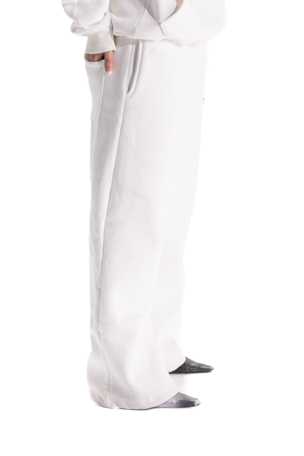 WHITE VARSITY CAMO SWEATPANTS