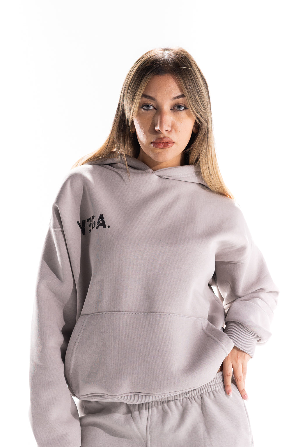 GREY BACK SCRIPT HOODIE