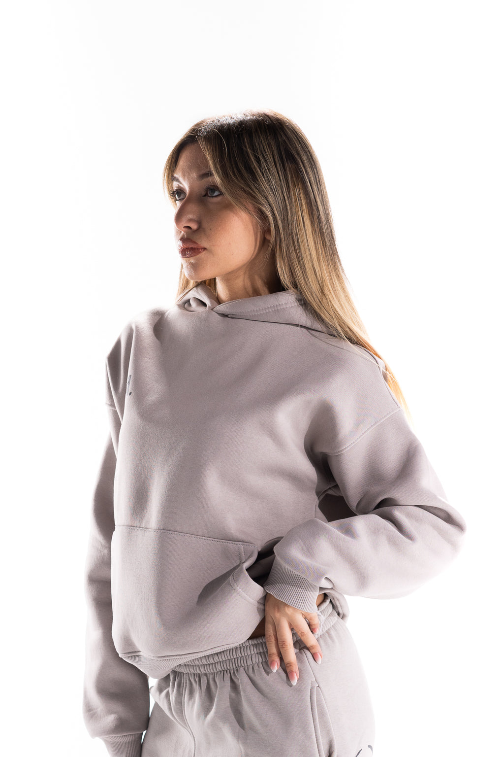 GREY BACK SCRIPT HOODIE
