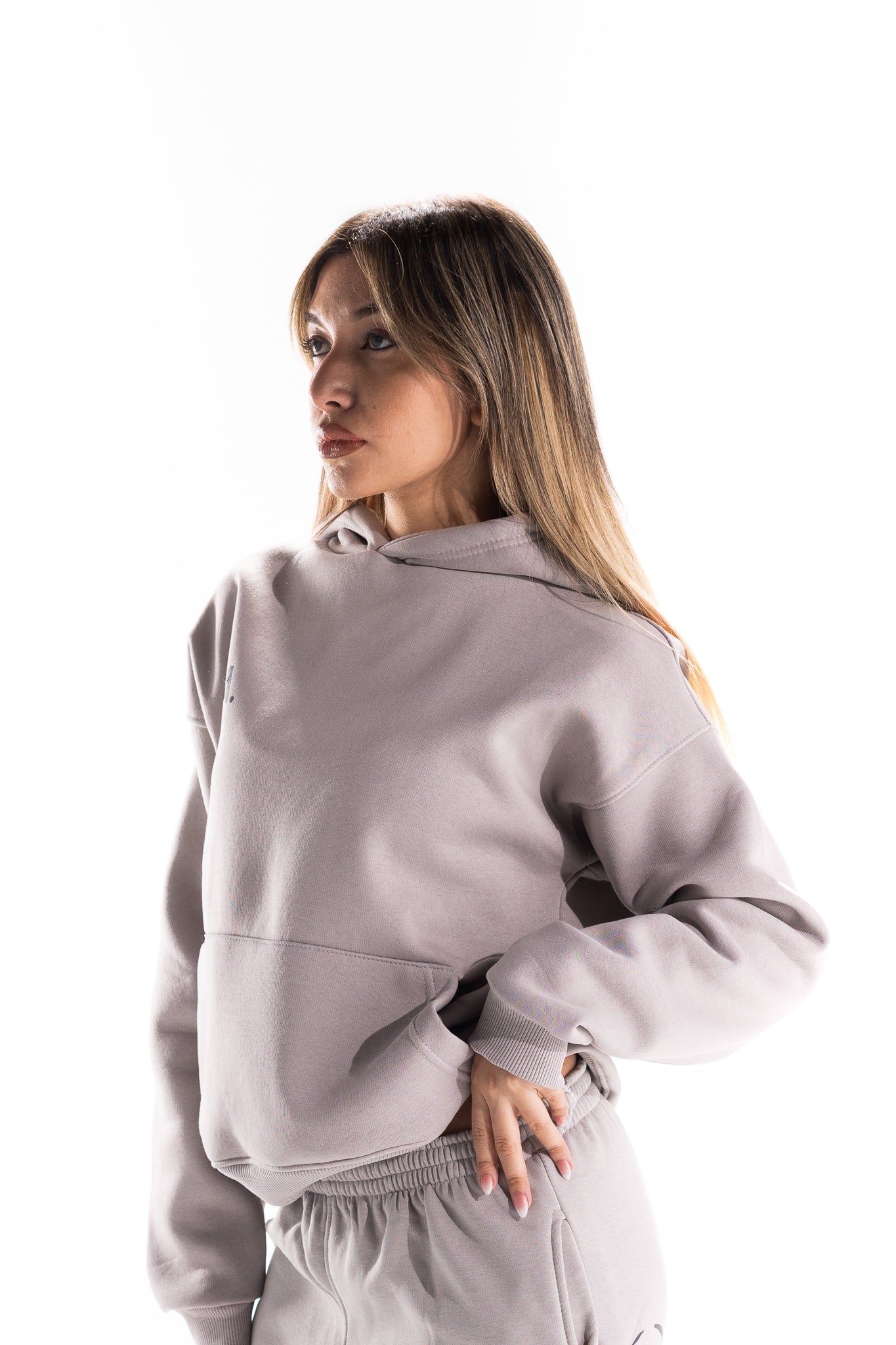 GREY BACK SCRIPT HOODIE