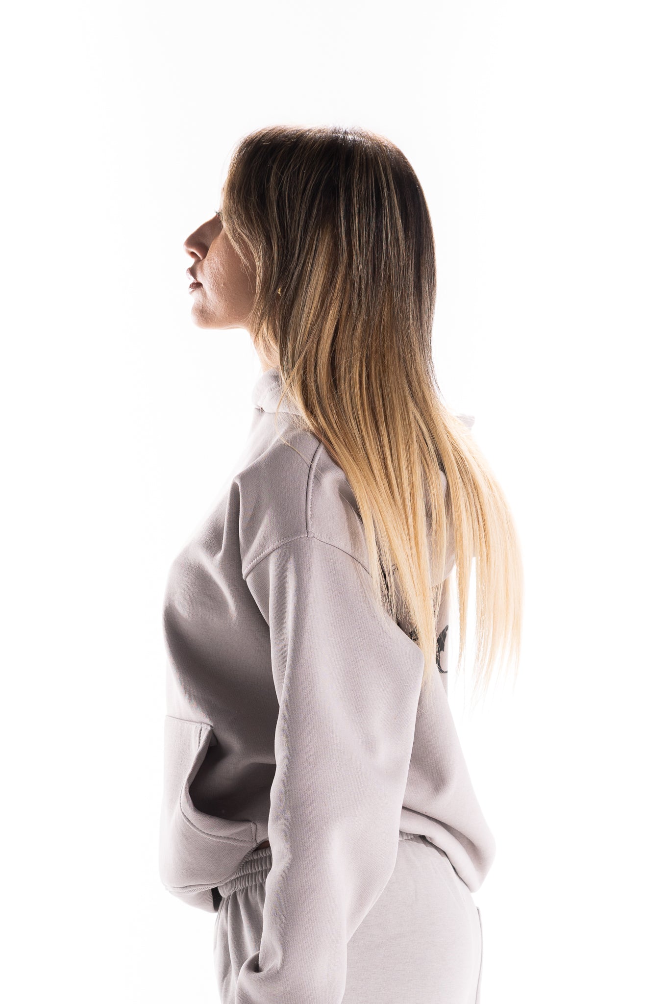 GREY BACK SCRIPT HOODIE