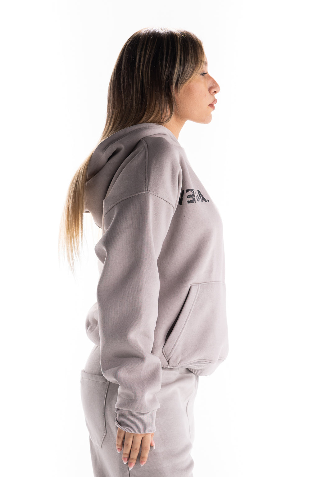 GREY BACK SCRIPT HOODIE