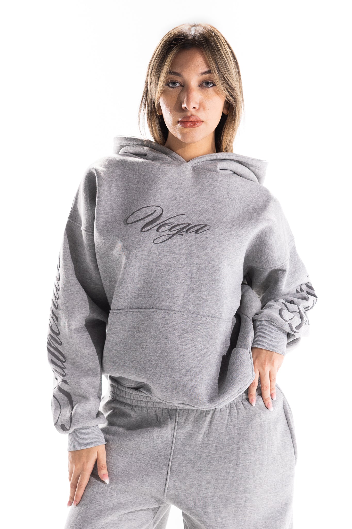 GREY DUAL SCRIPT HOODIE