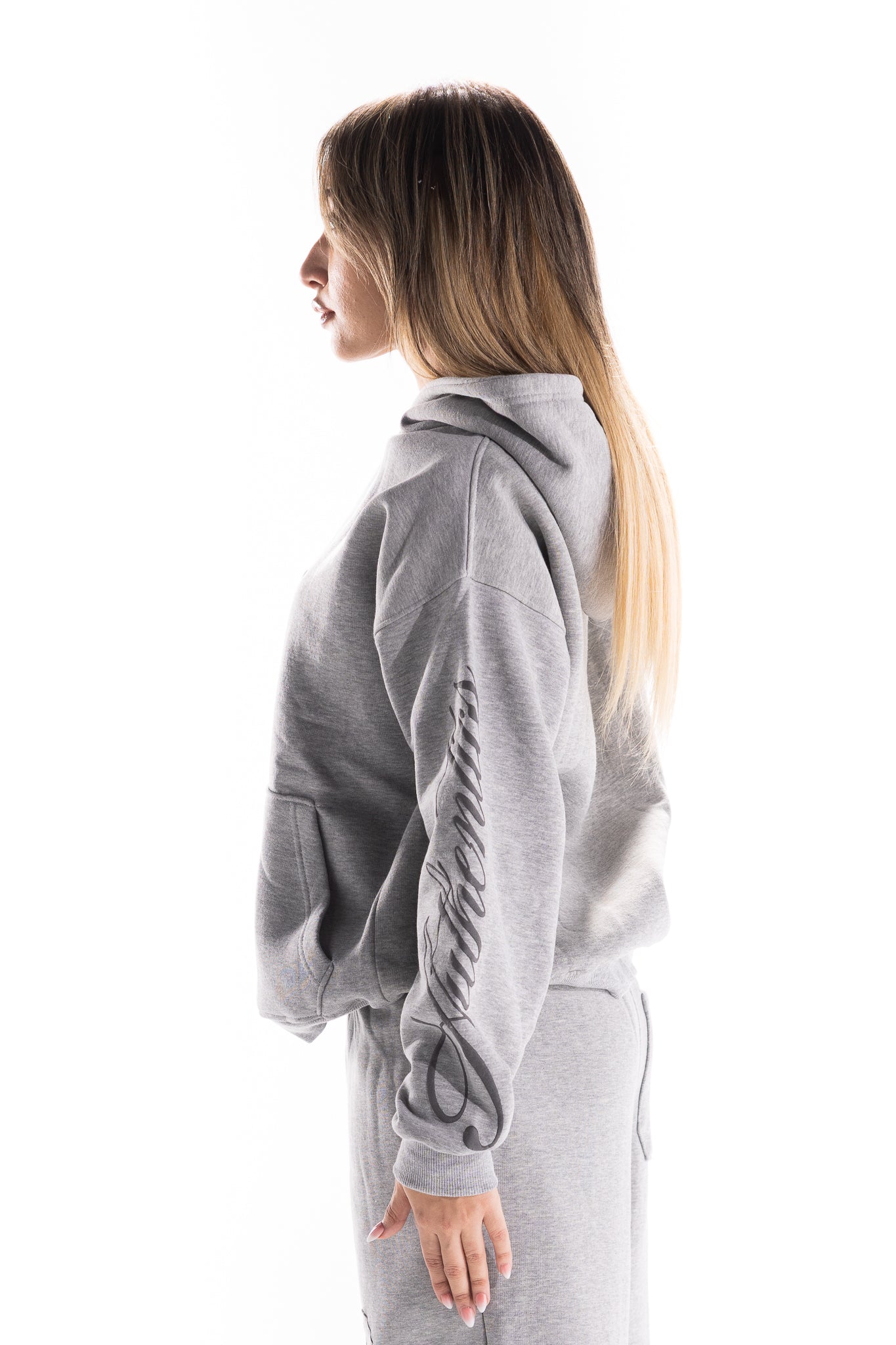GREY DUAL SCRIPT HOODIE