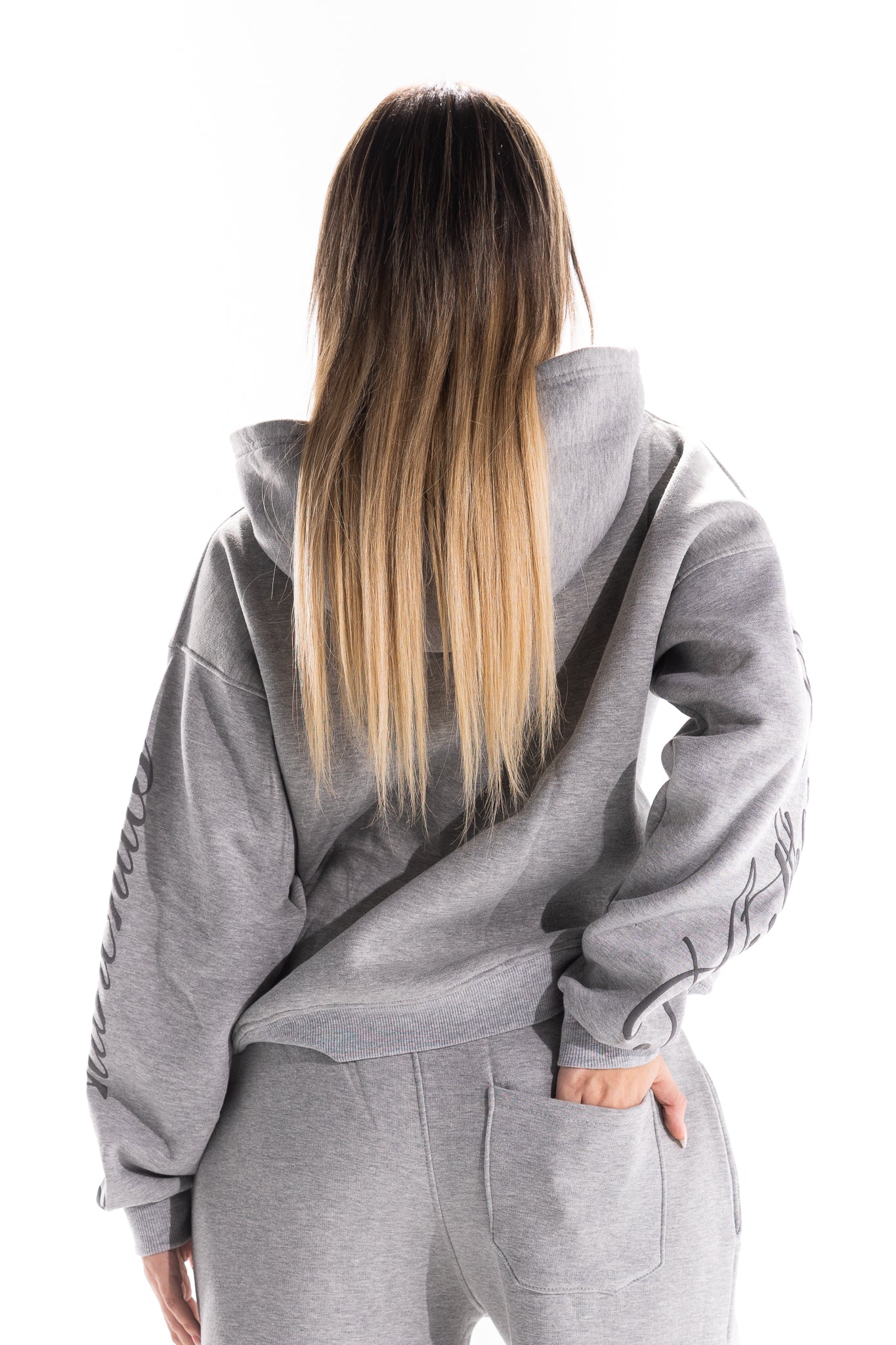 GREY DUAL SCRIPT HOODIE