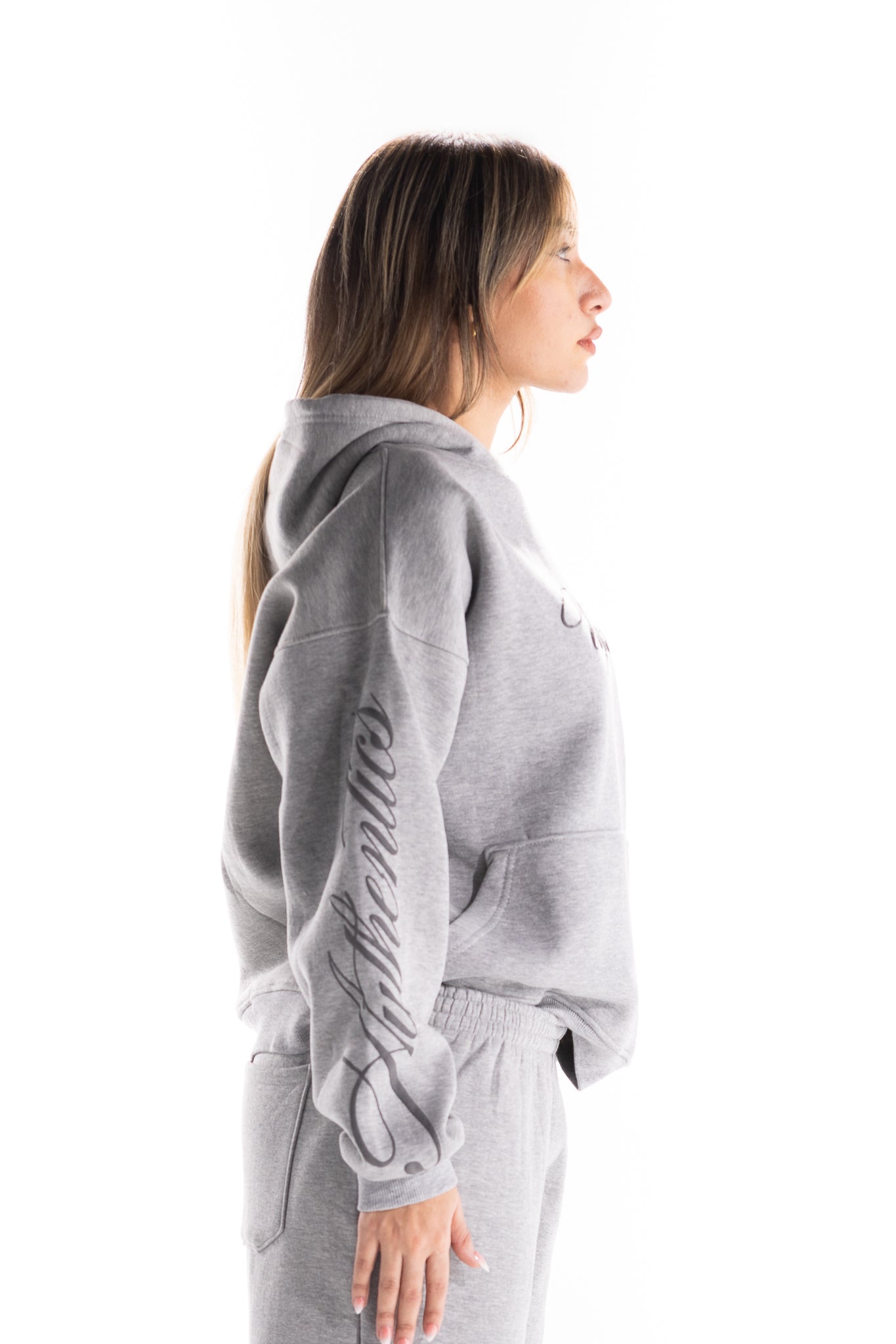 GREY DUAL SCRIPT HOODIE