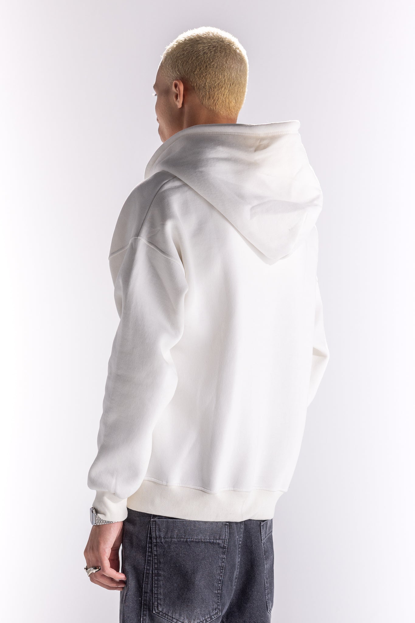 WHITE TRI-TEXT ZIP UP