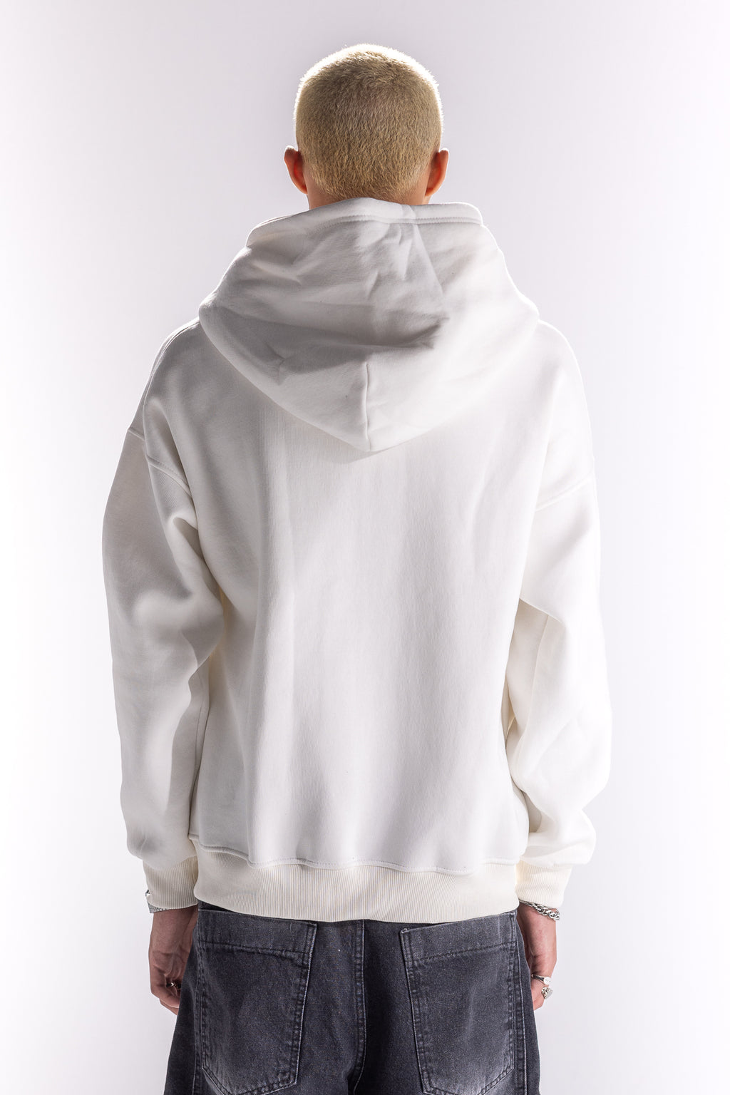 WHITE TRI-TEXT ZIP UP