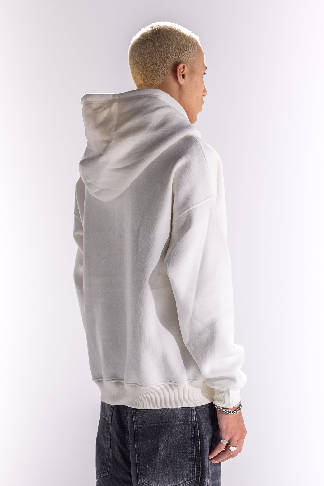 WHITE TRI-TEXT ZIP UP