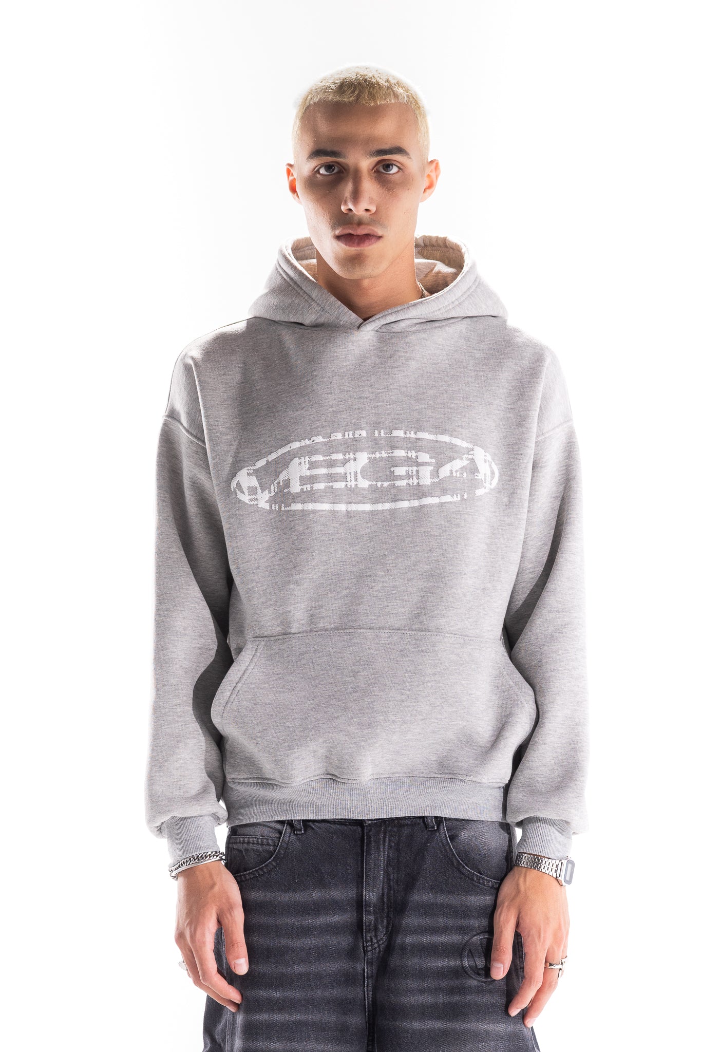 GREY OVAL HOODIE