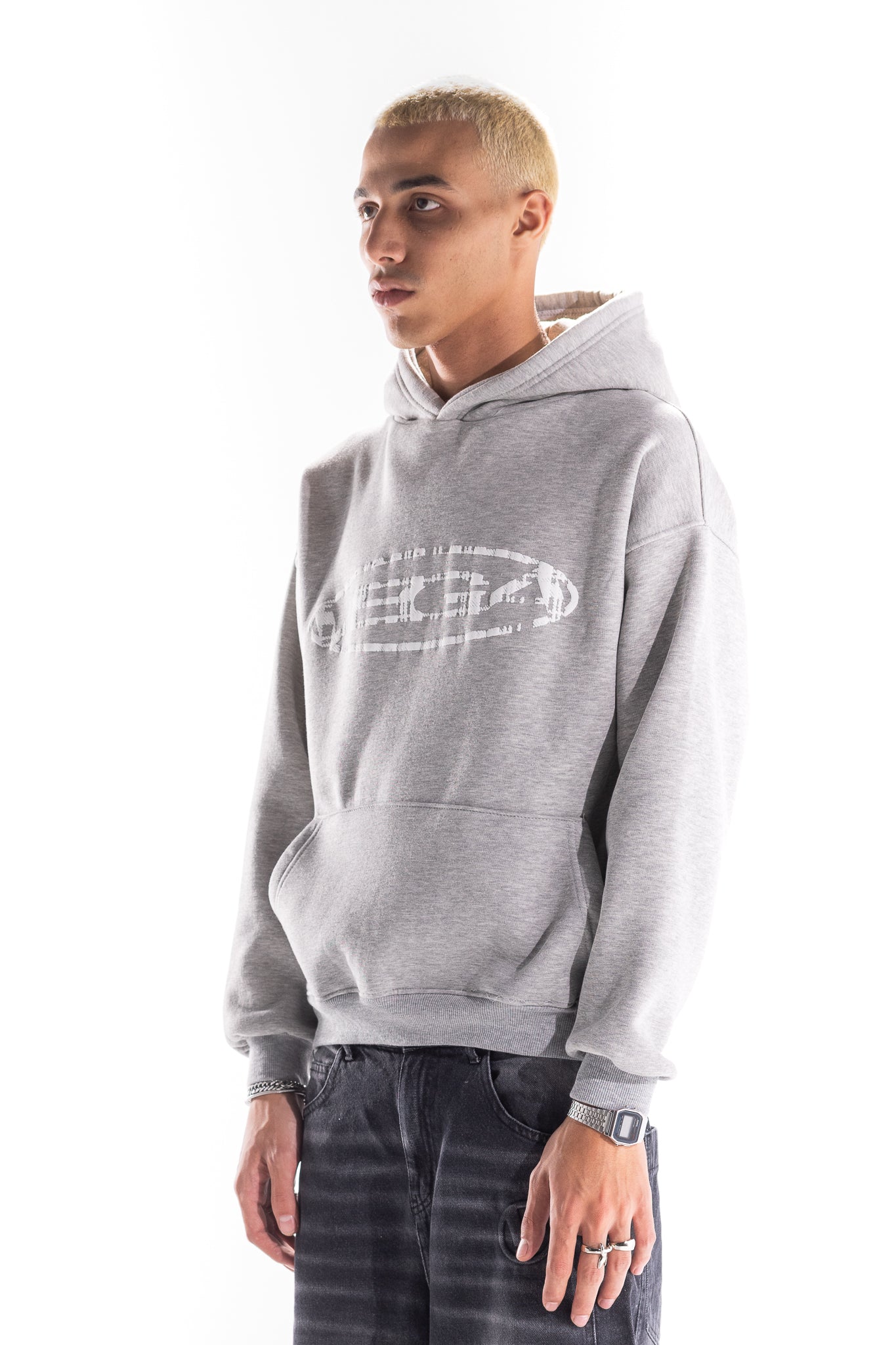 GREY OVAL HOODIE