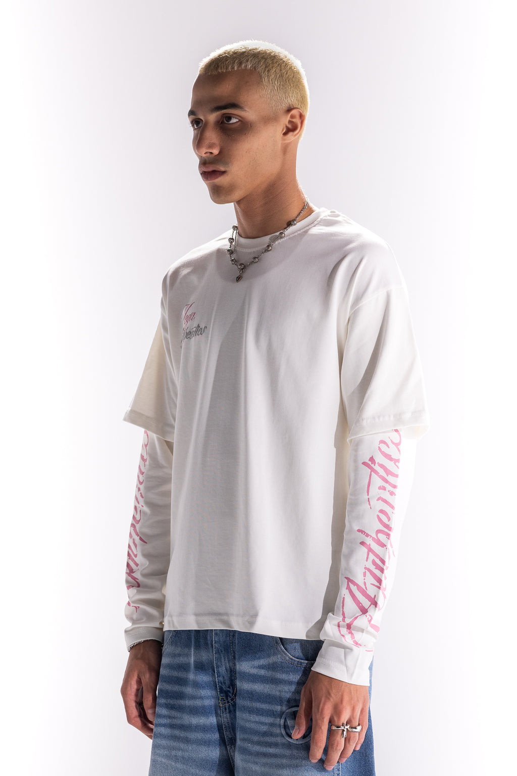 WHITE AUTHENTICS DOUBLE SLEEVE